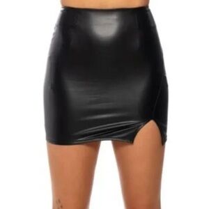 Akira Everybody But Me Faux Leather Mini Skirt With 4 Way